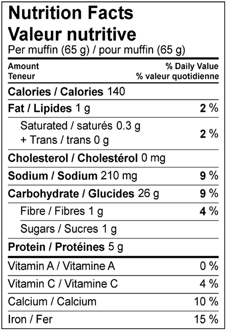 Extra Crisp English Muffin Nutritional Information